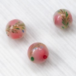 Намистина скляна кругла, рожева