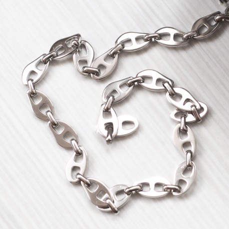 Ланцюжок з фігурними ланками (нержавійка , 7,5х13 мм, під сталь) покриття 14К