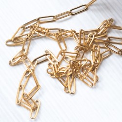 Ланцюжок з витягнутими ланками (нержавійка, 4,3х12 мм, під золото) покриття 14К