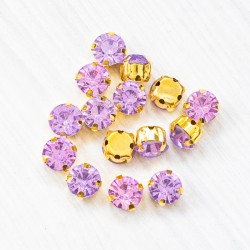 riv-1460 Ріволі (шатони) скляні круглі (аметист, 8 мм) в цапі