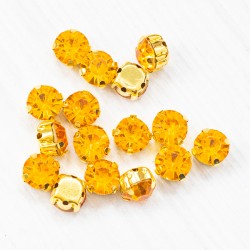 riv-1460 Ріволі (шатони) скляні круглі (жовтогарячий, 8 мм) в цапі