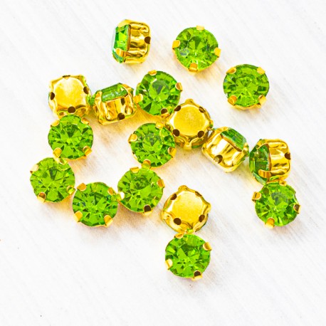 riv-1460 Ріволі (шатони) скляні круглі (зелений, 8 мм) в цапі