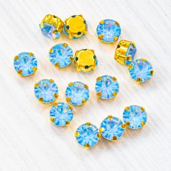 riv-1460 Ріволі (шатони) скляні круглі (блакитний опал, злегка АВ, 8 мм) в цапі