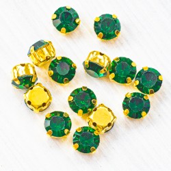 riv-1460 Ріволі (шатони) скляні круглі (темно-зелений, 8 мм) в цапі