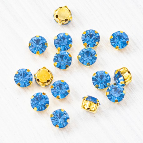 riv-1460 Ріволі (шатони) скляні круглі (світло-сині, 8 мм) в цапі
