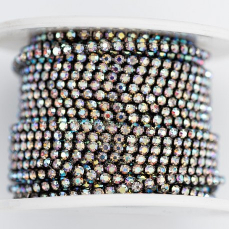 Ланцюг під нікель з прозорими АВ камінцями (1,5 мм) 10 см