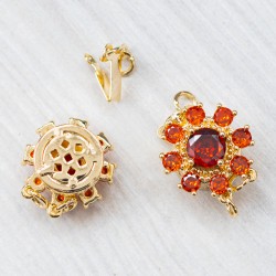 Застібка-коробочка квітка, Покриття 14К (з камінцями), золото