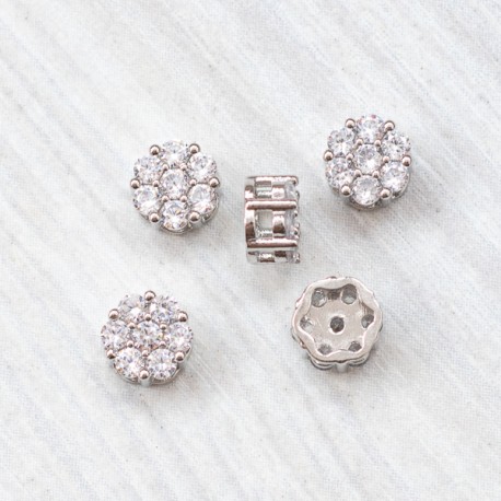 Намистина квітка, пласка з камінцями (розділювач, колір сталь) Покриття 14К