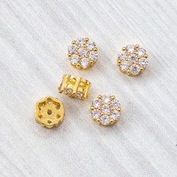 Намистина квітка, пласка з камінцями (розділювач, колір золото) Покриття 14К