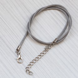 Основа для кулона, шнурок, сіра, 45 см