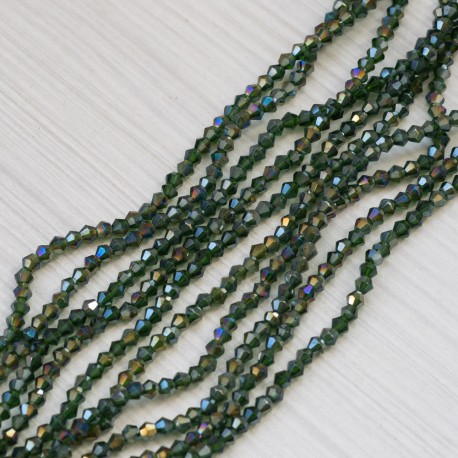 Намистини в низці (темно-зелений АВ) (конуси, 4 мм)