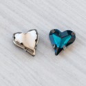 Ріволі скляні сердечко в цапах (12х13 мм) синій циркон