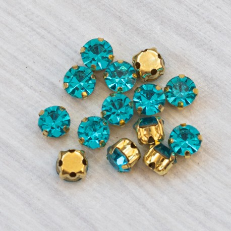riv-464 Ріволі скляні круглі в цапах (блакитний, 6 мм) 1 штука