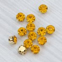 riv-464 Ріволі скляні круглі в цапах (жовтий, 6 мм) 1 штука