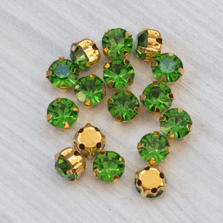 riv-464 Ріволі скляні круглі в цапах (зелений, 6 мм) 1 штука