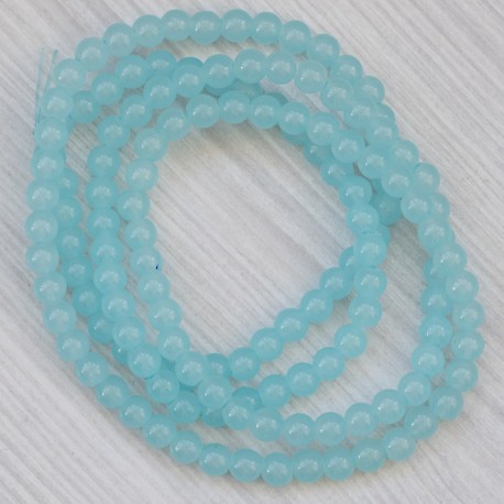 Намистини в низці (гладкі, 6 мм, блідо-блакитні)
