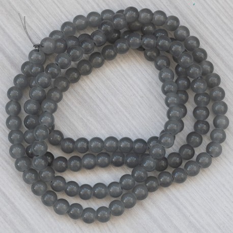 Намистини в низці (гладкі, 6 мм, темно-сірий)