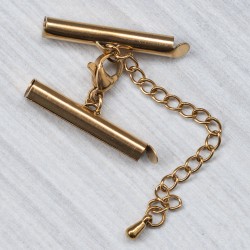 Карабін із слайдерами та подовжувачем, нержавійка (золото) 25 мм