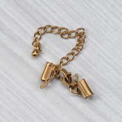 Карабін із слайдерами та подовжувачем, нержавійка (золото) 10 мм
