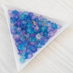 Квіточки акрилові  (3х6 мм) синьо-фіолетові, 10 шт