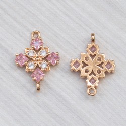 Підвіска ромб з квадратними стразами (рожеві), 2 петлі