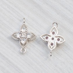 Підвіска ромб-хрест із стразами (прозорі), 2 петлі