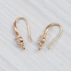 Швензи гачком з одним камінчиком (покриття 14к), золото