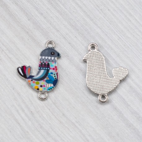 Підвіска-розділювач Пташка з візерунком, емаль