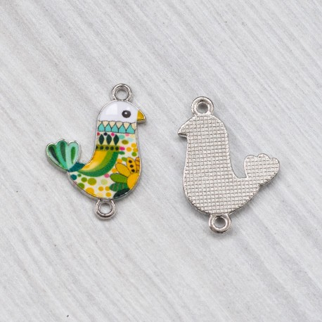 Підвіска-розділювач Пташка з візерунком, емаль
