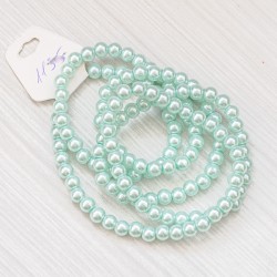 Намистини- скло-кераміка 1135 (імітація перлів, аквамариновий, 3 мм)