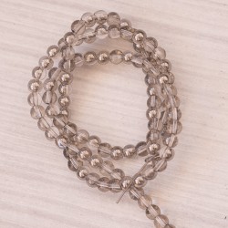 Намистини в низці (гладкі, 4 мм, сірий дзеркальний (половинка металік), прозорий)